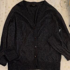 Massimo Dutti Charcoal Long Sleeve Cardigan